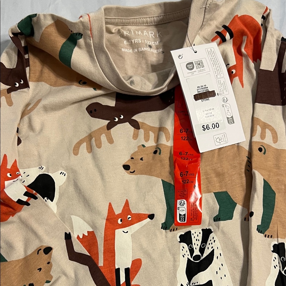 Primark NWT Boy’s Long Sleeve Shirt Set - teal, mustard, and Animal Print - Picture 8 of 13